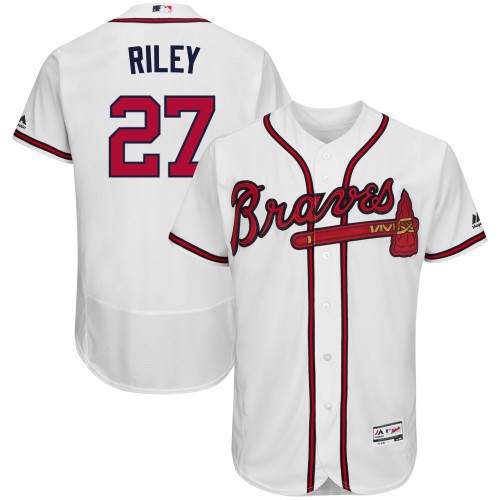 آش بوكيمون Men's Atlanta Braves #27 Austin Riley White Flex Base Stitched Jersey آش بوكيمون