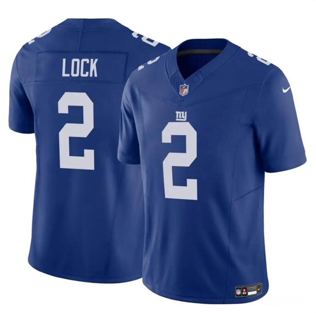 Men's New York Giants #2 Drew Lock Blue 2023 F.U.S.E. Vapor Untouchable Limited Football Stitched Jersey