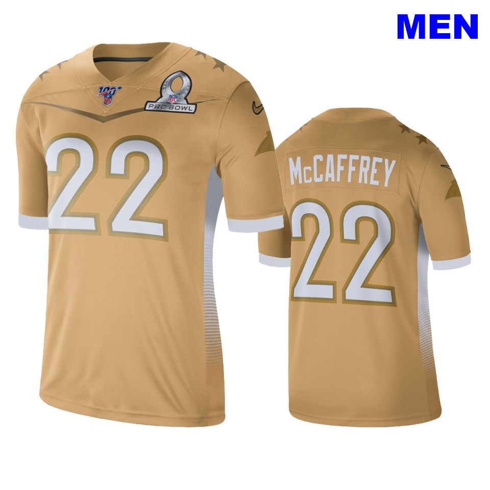 Men\'s Panthers Christian McCaffrey 2020 Pro Bowl NFC Gold Game Jersey