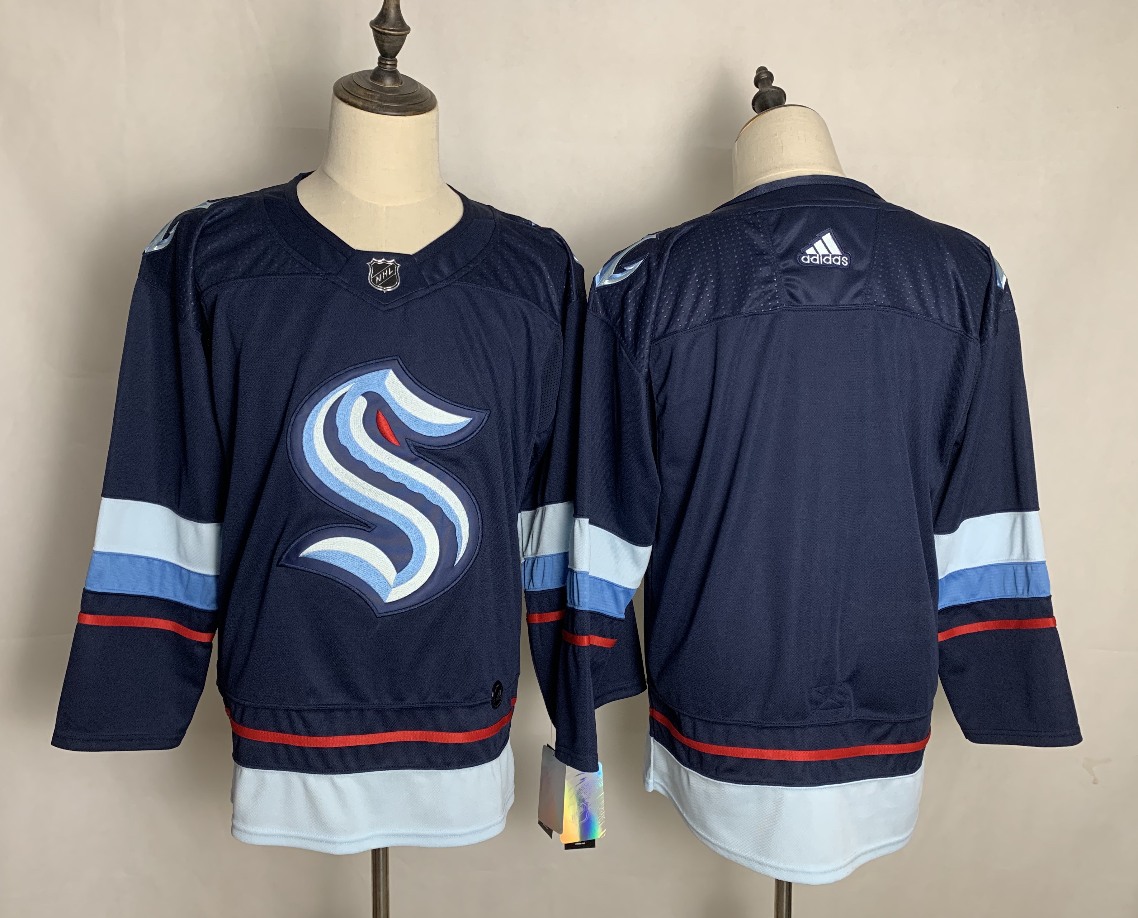 Men's Seattle Kraken Blank Navy Blue Stitched Adidas NHL ...