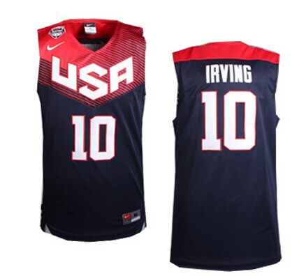 2014 FIBA Team USA #10 Kyrie Irving Revolution 30 Swingman Navy Blue Jersey