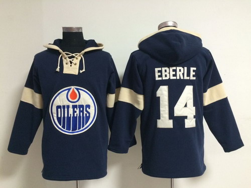 2014 Old Time Hockey Edmonton Oilers #14 Jordan Eberle Navy Blue Hoodie