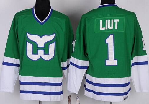 Hartford Whalers #1 Mike Liut Green Throwback CCM Jersey