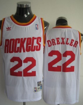 Houston Rockets #22 Clyde Drexler White Swingman Throwback Jersey