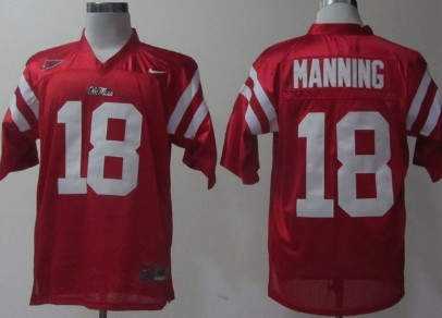 Ole Miss Rebels #18 Achie Manning Red Jersey 