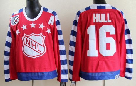 NHL 1992 All-Star #16 Brett Hull Red 75TH Throwback CCM Jersey 