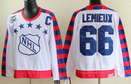 NHL 1992 All-Star #66 Marrio Lemieux White 75TH Throwback CCM Jersey 