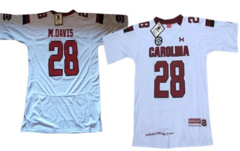 South Carolina Gamecocks #28 Mike Davis 2013 White Jersey 
