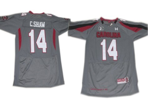 South Carolina Gamecocks #14 Connor Shaw Gray Jersey 