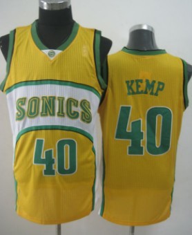 Seattle Supersonics #40 Shawn Kemp 1994-95 Yellow Swingman Jersey 