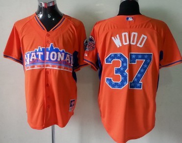 Chicago Cubs #37 Travis Wood 2013 All-Star Orange Jersey