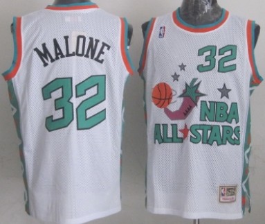 NBA 1996 All-Star #32 Karl Malone White Swingman Throwback Jersey 