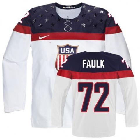 2014 Olympics USA #72 Justin Faulk White Jersey