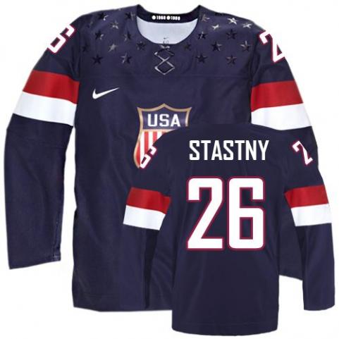 2014 Olympics USA #26 Paul Stastny Navy Blue Jersey