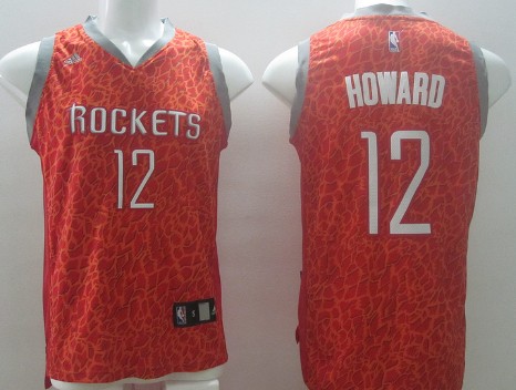 Houston Rockets #12 Dwight Howard Red Leopard Print Fashion Jersey