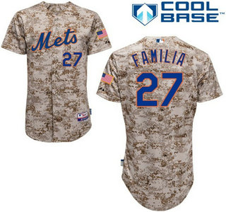 New York Mets #27 Jeurys Familia Camo Authentic Cool Base Jersey with 2015 World Series Participant Patch