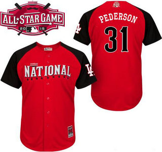 National League Los Angeles Dodgers #31 Joc Pederson 2015 MLB All-Star Red Jersey