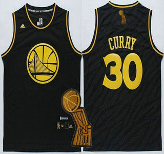 Golden State Warriors #30 Stephen Curry Revolution 30 Swingman 2014 Black With Gold Jersey