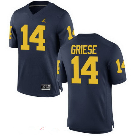 Men's Michigan Wolverines #14 Brian Griese Retired Navy Blue Stitched College Football Brand Jordan NCAA Jersey