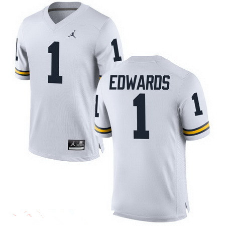 Men's Michigan Wolverines #1 Braylon Edwards Retired White Stitched College Football Brand Jordan NCAA Jersey