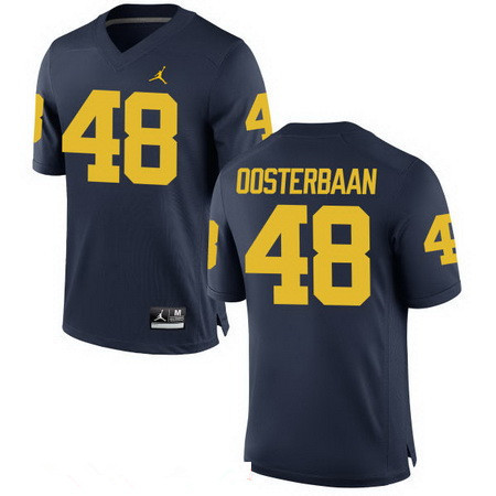 Men's Michigan Wolverines #48 Bennie Oosterbann Navy Blue Stitched College Football Brand Jordan NCAA Jersey