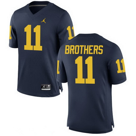 Men's Michigan Wolverines #11 Wistert Brothers Navy Blue Stitched College Football Brand Jordan NCAA Jersey
