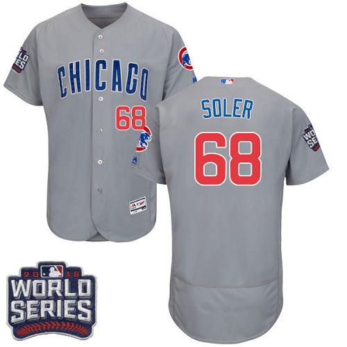 Cubs #68 Jorge Soler Grey Flexbase Authentic Collection Road 2016 World Series Bound Stitched MLB Jersey