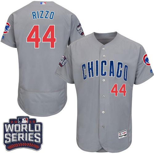 Cubs #44 Anthony Rizzo Grey Flexbase Authentic Collection Road 2016 World Series Bound Stitched MLB Jersey