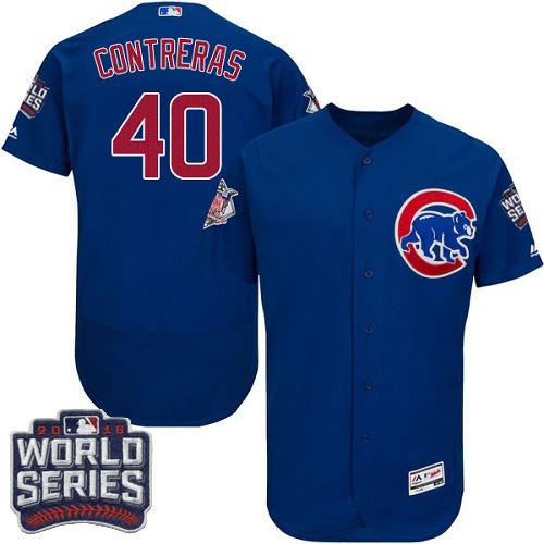Cubs #40 Willson Contreras Blue Flexbase Authentic Collection 2016 World Series Bound Stitched MLB Jersey