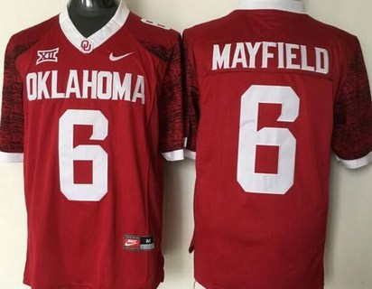 Men's Oklahoma Sooners #6 Baker Mayfield Red 2016 College Football Nike Jersey
