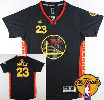 Men's Golden State Warriors #23 Draymond Green Chinese Black Fashion 2016 The NBA Finals Patch Jersey