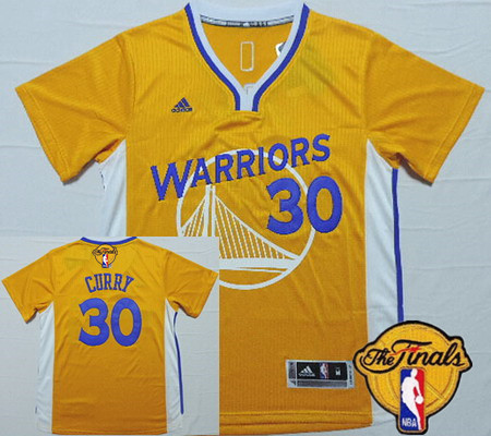 Men's Golden State Warriors #30 Stephen Curry Revolution Yellow Short-Sleeved 2016 The NBA Finals Patch Jersey