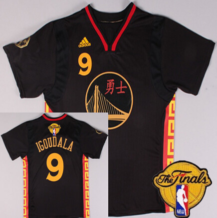 Men's Golden State Warriors #9 Andre Iguodala Chinese Black Fashion 2016 The NBA Finals Patch Jersey