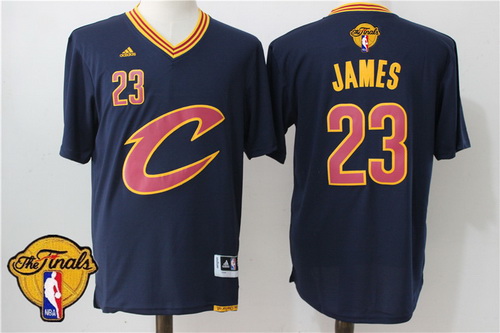 Men's Cleveland Cavaliers LeBron James #23 2016 The NBA Finals Patch New Navy Blue Short-Sleeved Jersey