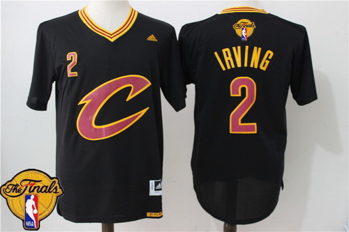 Men's Cleveland Cavaliers Kyrie Irving #2 2016 The NBA Finals Patch New Black Short-Sleeved Jersey