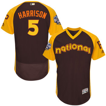 Josh Harrison Brown 2016 All-Star Jersey - Men's National League Pittsburgh Pirates #5 Flex Base Majestic MLB Collection Jersey