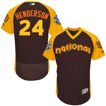 Rickey Henderson Brown 2016 All-Star Jersey - Men's National League San Diego Padres #24 Flex Base Majestic MLB Collection Jersey