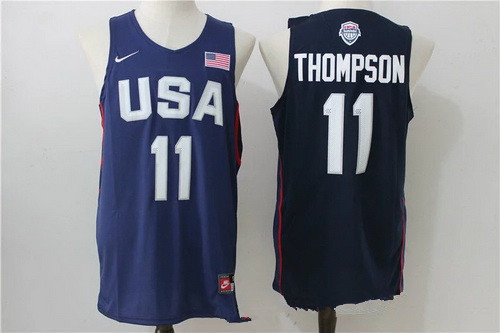 2016 Olympics Team USA Men's #11 Klay Thompson Navy Blue Revolution 30 Swingman Basketball Jersey