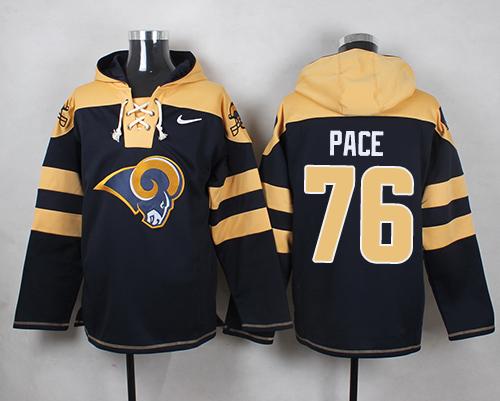 Nike Rams #76 Orlando Pace Navy Blue Player Pullover NFL Hoodie