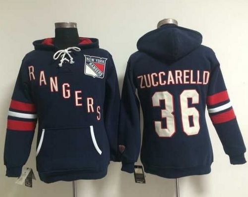 New York Rangers #36 Mats Zuccarello Navy Blue Women's Old Time Heidi NHL Hoodie