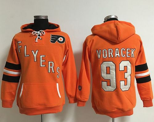 Philadelphia Flyers #93 Jakub Voracek Orange Women's Old Time Heidi NHL Hoodie