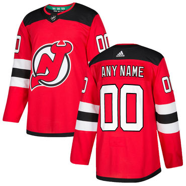 Custom Men's New Jersey Devils Red Home Authentic Stitched 2017-2018 Adidas NHL Jersey