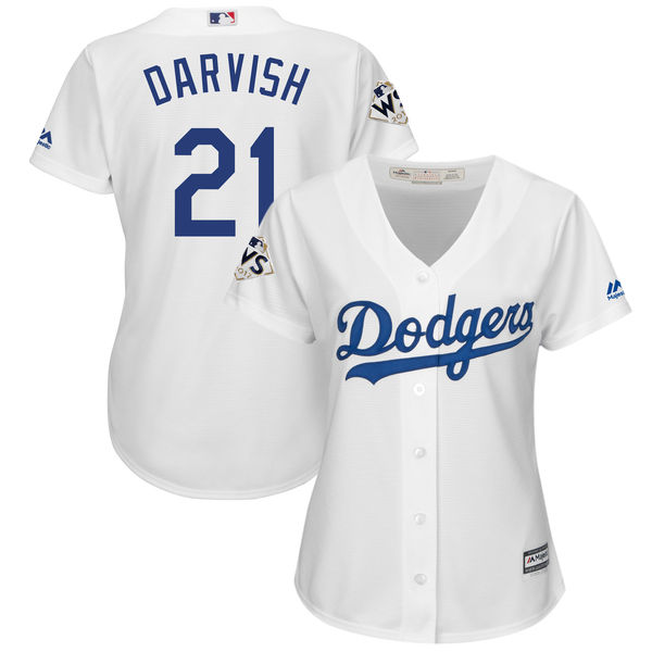 Women's Los Angeles Dodgers #21 Yu Darvish White 2017 World Series Bound Cool Base Player Jersey