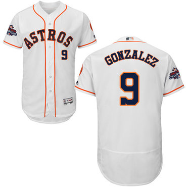 Men's Houston Astros #9 Marwin Gonzalez White Flexbase Authentic Collection 2017 World Series Champions Stitched MLB Jersey