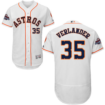 Men's Houston Astros #35 Justin Verlander White Flexbase Authentic Collection 2017 World Series Champions Stitched MLB Jersey