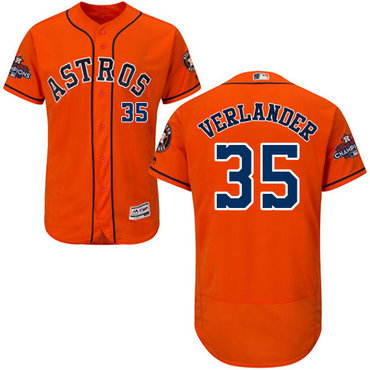Men's Houston Astros #35 Justin Verlander Orange Flexbase Authentic Collection 2017 World Series Champions Stitched MLB Jersey