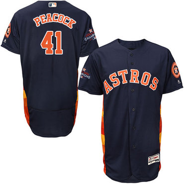 Men's Houston Astros #41 Brad Peacock Navy Blue Flexbase Authentic Collection 2017 World Series Champions Stitched MLB Jersey