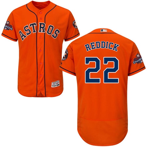 Men's Houston Astros #22 Josh Reddick Orange Flexbase Authentic Collection 2017 World Series Champions Stitched MLB Jersey