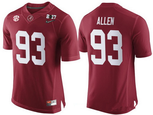 Men's Alabama Crimson Tide #93 Jonathan Allen Red 2017 Championship Game Patch Stitched CFP Nike Limited Jersey