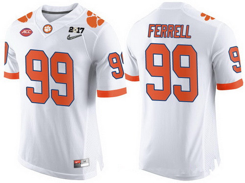Men's Clemson Tigers #99 Clelin Ferrell White 2017 Championship Game Patch Stitched CFP Nike Limited Jersey